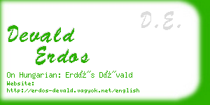 devald erdos business card